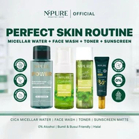 NPURE Essential Skincare Set (4-Step)- Face Wash+Toner + Serum + Moisturizer / Cica Acne - Marigold 