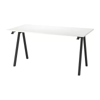 TROTTEN 書桌/工作桌, 白色/碳黑色, 160x80 公分