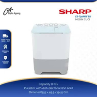 SHARP MESIN CUCI 2 TABUNG AQUOS 8KG 8 KG EST90MWPK EST90MWBK EST90MWHK EST 90MWHK EST90 EST90MW PINK