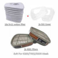 Gas Mask 5N11 Filter Cotton 6001 Cartridge Box Sets For 3M 6200/7502/6800 Respirator Chemical Spraying Painting Accessories