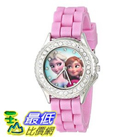 [107美國直購] 兒童手錶 Disney Kids FZN3554 Frozen Anna and Elsa Rhinestone-Accented Watch with Glittered Pink Band