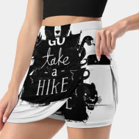 Go Take A Hike Women's skirt Mini Skirts A Line Skirt With Hide Pocket Nature Animals Bear Wolf Raven Owl Snake Puma Type