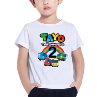 Boy Cute Tayo the Little Bus 1-9 Birthday Number Print T Shirt Kids Birthday Boy&amp;Girl Funny Gift Tshirt Present Children Clothes