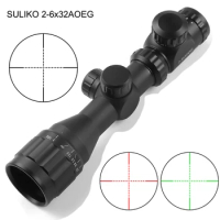 SULIKO 2-6x32 AOEG Hunting RiflescopeTactical Rifle Scope Optics Airgun Airsoft Sight with Green Red Light