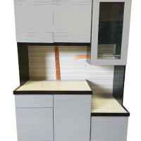 Lemari Sayur 3 Pintu Undak dengan Rak Piring, Mangkok, dan Gelas - Furniture, Set