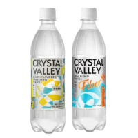 【金車/伯朗】CrystalValley礦沛氣泡水-檸檬風味 585ml-24罐+礦沛PLUS+纖維氣泡水 585(共48入)