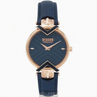 【VERSUS】VERSUS凡賽斯女錶型號VV00080(寶藍色錶面玫瑰金錶殼寶藍真皮皮革錶帶款)