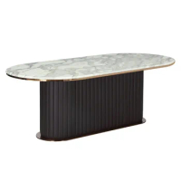 European Design Modern Stainless Steel Base Marble Top Dining Table Contemporary Oval Marble Dining Table