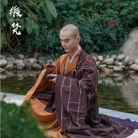 公司貨 免運 緞梵袈裟金邊祖衣海青和尚衣紅色僧衣服七衣縵衣佛衣戒衣搭衣五衣