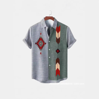 Kardigan Lengan Pendek Lelaki Musim Panas, Kolar Kebawah, Baju Cetak Digital 3D Hawaii, [COD] born f