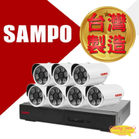 【SAMPO 聲寶】監視器組合 8路7鏡 DR-TWEX3-8錄影主機 VK-TW2C66H 2百萬畫素槍型紅外線攝影機 昌運監視器