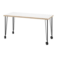 LAGKAPTEN/KRILLE 書桌/工作桌, 白色 碳黑色/黑色, 140x60 公分