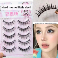 Glueless Cluster Lashes Natural Manga False Eyelashes DIY Self-Adhesive Wispy Fake Lashes For F4Z9