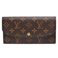 LV M61289 Emilie系列經典Monogram釦式長夾(玫瑰粉)