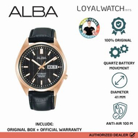 Jam Tangan Alba Analog Pria AL4330 Black Leather / Kulit Original Garansi Resmi RG BLACK