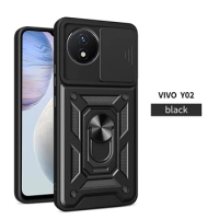 Shockproof Armor Car Holder Phone Cover For VIVO Y02 Y11S Y12S Y15S Y16 Y17 Y17S 4G Camera Lens Protection For Y20 Y21 Y21S Y33S