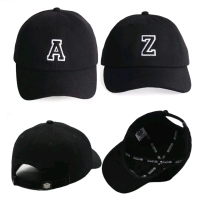 Topi Baseball Polo Cap Alfabet Logo D Ful Bordir Pria Wanita Dewasa Hitam