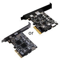 การ์ดขยาย PCI-e 3.0 ถึง USB 3.2, 10Gbps, พอร์ต A ด้านหลัง, TypeC ด้านหน้า, Type-E, 19P20P