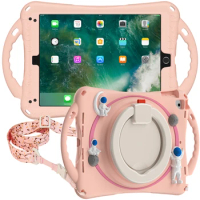 Kids Tablet Cases for iPad 5 6 iPad6 iPad5 Case Pro 9.7 2017 2018 Air 2 Air2 Cover Portable Rotate Shockproof Silicone Shell