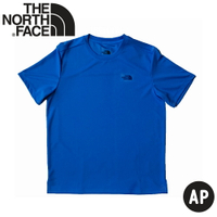 【The North Face 男 排汗短T恤 AP《超音速藍》】7QP3/排汗衣/短T/圓領短袖