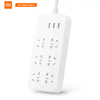 Original Xiaomi Mijia Power Strip Basic Version 6 Sockets With 3 5V 2.1A Fast Charging USB Ports White Mi Socket Solid Color