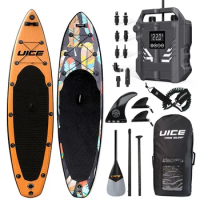 SUP Board Surfing Board with Electric Pump Surf Bag 10.6-11.6" Inflatable Stand Up Paddle Board Non-Slip Standing Longboard