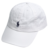 POLO RALPH LAUREN 品牌小馬刺繡LOGO棒球帽(白色/藍馬)