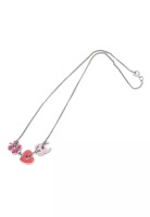 Chanel 二手香奈兒雙C標誌鍍銀琺瑯心型與四葉草吊飾項鍊