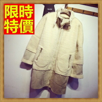 夾克外套羊羔毛外套-麂皮絨拼接中長款女外套3色65ad32【獨家進口】【米蘭精品】