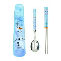 【LILFANT】迪士尼冰雪奇緣不鏽鋼環保餐具組(筷子 湯匙 攜帶盒 雪寶)