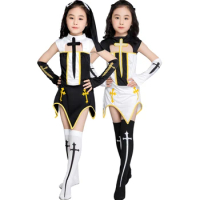 Medieval Cosplay Halloween Costumes for Kids Girls Priest Nun Missionary New Carnival Party Disguise Performance Clothing Set