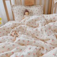 Baby Spring Summer Blanket Newborn Floral Muslin Cotton Quilt Baby Cot Crib Comforter for Girls Princess Infant Sleeping Cover