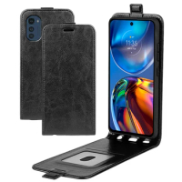 Case for Motorola Moto E32 or E32s (4G VER. 6.5in) Cover Down Open Style Flip Leather Card Slot Black MotorolaE32 MotoE32 E 32