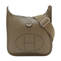 【二手名牌BRAND OFF】HERMES 愛馬仕 大象灰 Taurillon牛皮 Evelyn PM 肩背包 W刻
