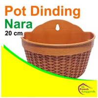 Pot Dinding Nara 18 & 20 cm plastik keranjang rotan coklat putih hitam tembok pohon bulan phalaenops