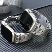 Titanium Metal Band for Apple Watch 49mm 45mm 44mm 42mm Men Link Bracelet for Iwatch Series 9 8 7 6 5 4 Se Ultra 2 Correa Strap