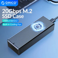 ORICO 20Gbps M.2 NVME SSD Case with Built-in Cooling Fan USB3.2 To Type-C M2 NVME SSD Enclosure for M.2 NVME 2230-2280 M2 Ssd
