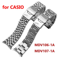 22mm Watchband for Casio MDV107-1A MDV106-1A Watch Bracelet Diving Steel Metal Strap Replacement for CASIO Wristband