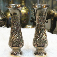 傳統手工藝品 12寸銅雕新彩點日式花瓶 廠家直銷1入