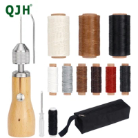 Speedy Stitcher Sewing Awl Kit, Hand Stitcher Repair Tool - Leather / Heavy Fabrics, Needles, Coil, Wax Threads, Bag DIY Craft