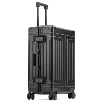 All-aluminum-magnesium Alloy Draw-bar Box Universal Wheel Metal Suitcase Business Travel Case for Male and Female Students
