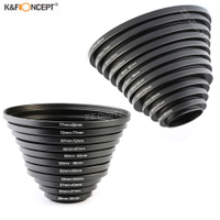 K&F Concept 11pcs 26 ~ 82mm DSLR Camera Metal Step Up Ring Filter Stepping Adapter Kit Hot Sale free