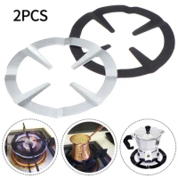 2pcs Stainless Steel Gas Cooker Rack Mocha Pot Coffee Pot Rack Kitchen Gas Stove Coffee Stand Simmer Ring Safe Stovetop Reducer