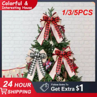1/3/5PCS Christmas Wreath Bow Small Christmas Tree Bow Holiday Bows For Christmas Decorations Gift Wrapping And Decor Present