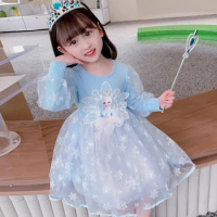 2024 New Children's Party Princess Dress Girls Dress Spring Autumn Kids Dress Long-sleeved For Clothes Elsa Frozen Dress 2-8Y