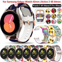 20mm Smart Printed Watch Strap For Samsung Galaxy Watch 4/5 Active 2 40 44mm Classic 42 46MM Bracelet Watchband Watch 5 Pro 45mm