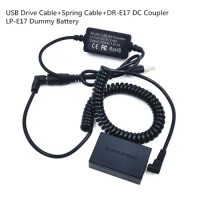 USB Drive Cable adapter+ LP-E17 LP E17 Dumm Battery DR-E17 DRE17 DC Coupler for Canon EOS M3 M5 M6 EOS-M3 EOS-M5 EOS-M6