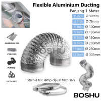 Flexible Ducting Selang Aluminium Fleksibel Tahan Panas Cooker Hood Exhaust Fan AC Portable Pipa Cer