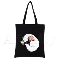 SPY*FAMILY Harajuku Canvas Black Shopping Tote Bag Reusable Shoulder Cloth Book Bag Gift Handbag