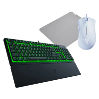 【Razer 雷蛇】滑鼠(白)+滑鼠墊 組合★Ornata V3 X 雨林狼蛛 V3 X中文+煉獄☆蛇標準版電競滑鼠(白)+滑鼠墊M